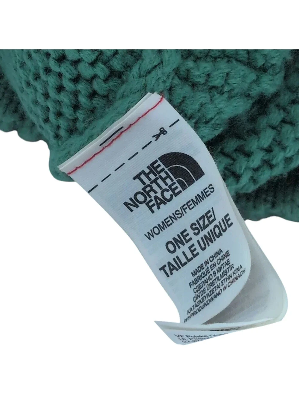 The North Face Beanie Womens One Size Green Knit Cuffed Logo NF00CLM5 Hat